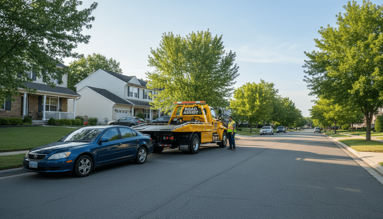 tow truck in Belleville neighborhood for Junk Cars Jimmy